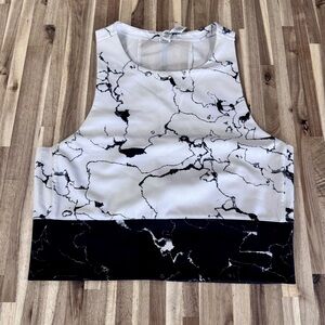 adidas Black and White Marble Crop Top